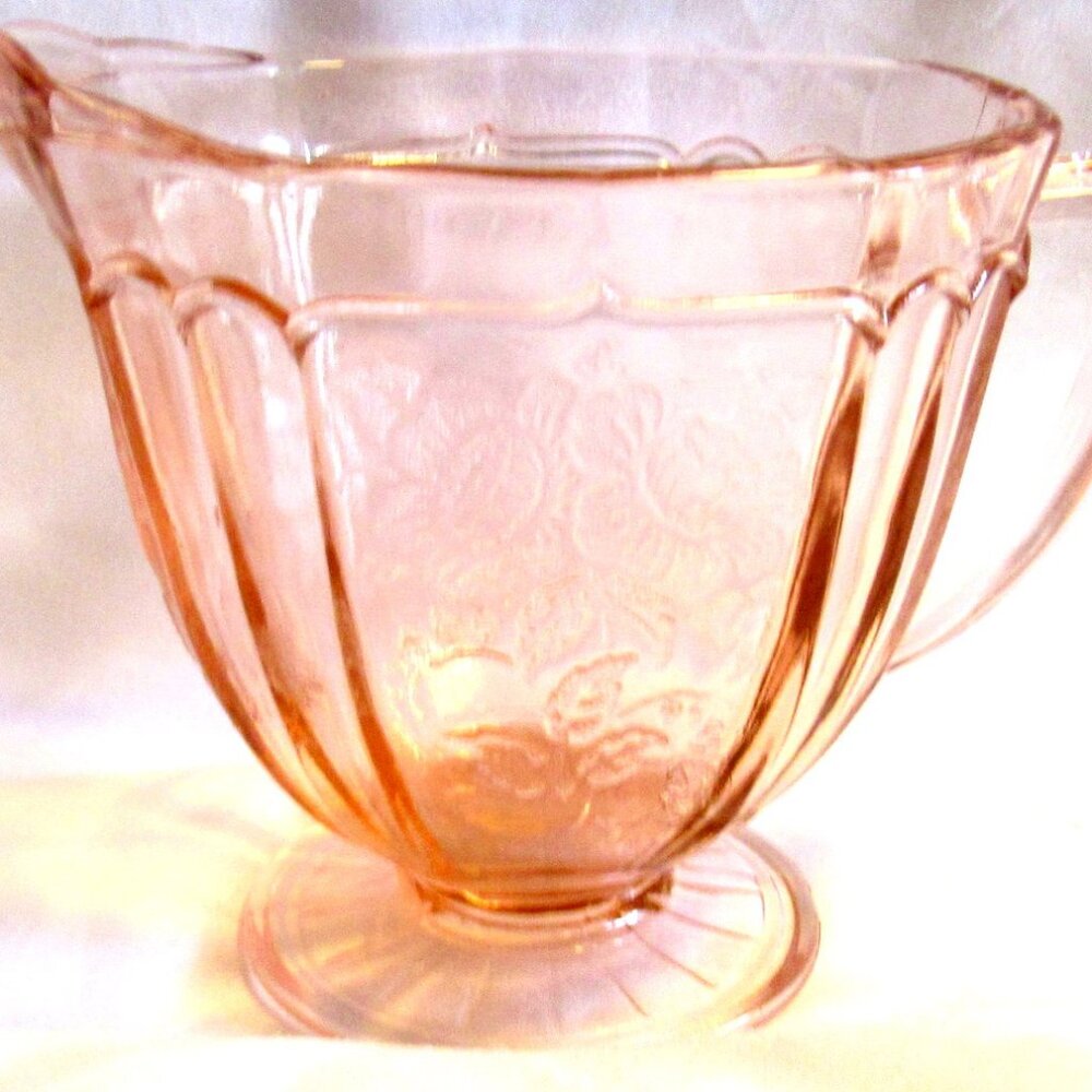 Anchor Hocking Mayfair / Open Rose Pink Depression Glass Creamer      J118